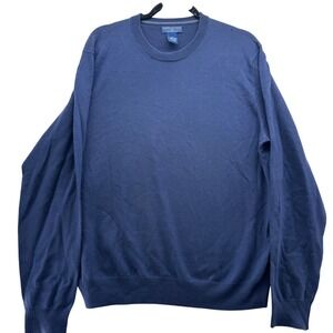 Joseph & Lyman Men's‎ L Blue 100% Merino Wool Sweater Crew Neck Pullover Soft